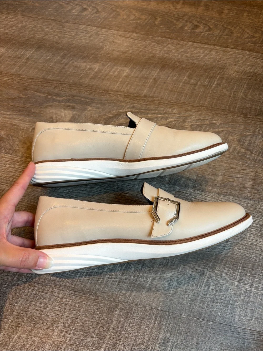 Cole Haan Women's GrandEvolution Slip On Shoes Women’s 8.5 Ivory Leather Loafers